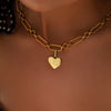 Heart Figaro Chain Necklace (Gold)