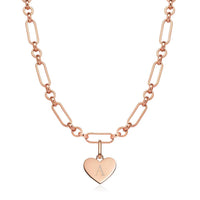 Heart Figaro Chain Necklace (Rose Gold)