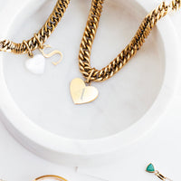 Heart Curb Chain Necklace (Gold)