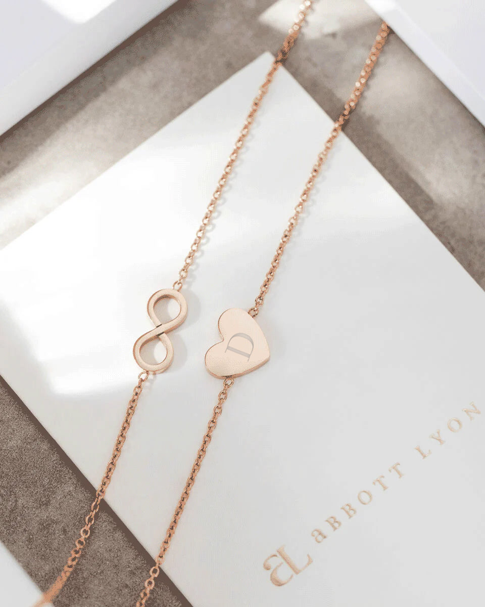 10K, 14K or 18K Solid Gold or Sterling Silver Monogram Bracelet with Heart, Initials in Heart Frame, Yellow cheapest Gold, Rose Gold or White Gold