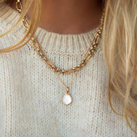 Organic Moonstone Sphere Chain Necklace (Gold)