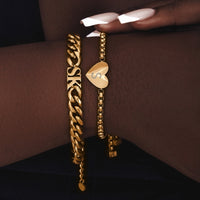 Personalise Heart Bracelet (Gold)