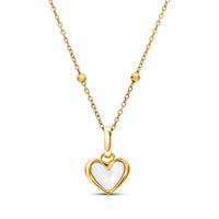 White Quartz Heart Necklace (Gold)