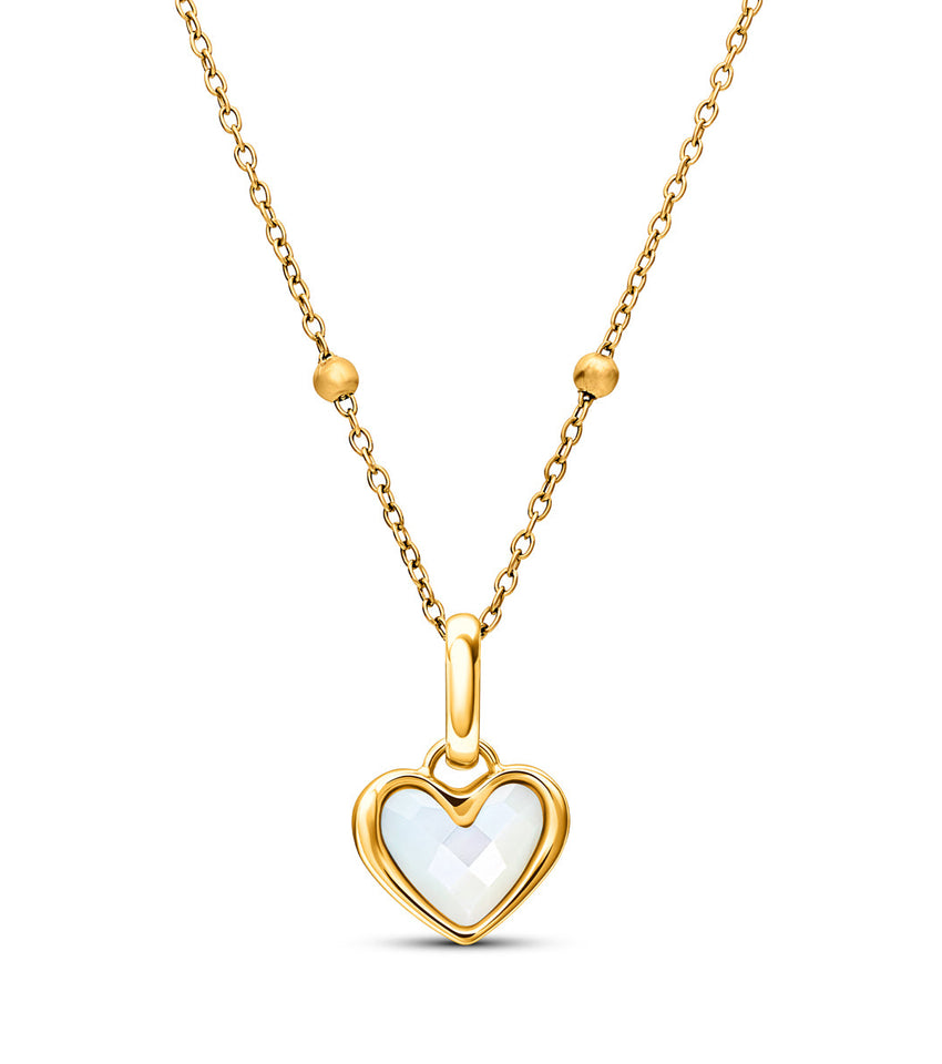 White Quartz Heart Necklace (Gold)