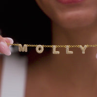 Spotlight Pavé Bubble Name Necklace (Gold)