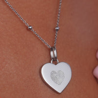 Uniquely Yours Fingerprint Heart Necklace (Silver)