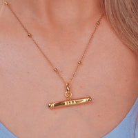 Custom Stamped T-Bar Necklace (Gold)