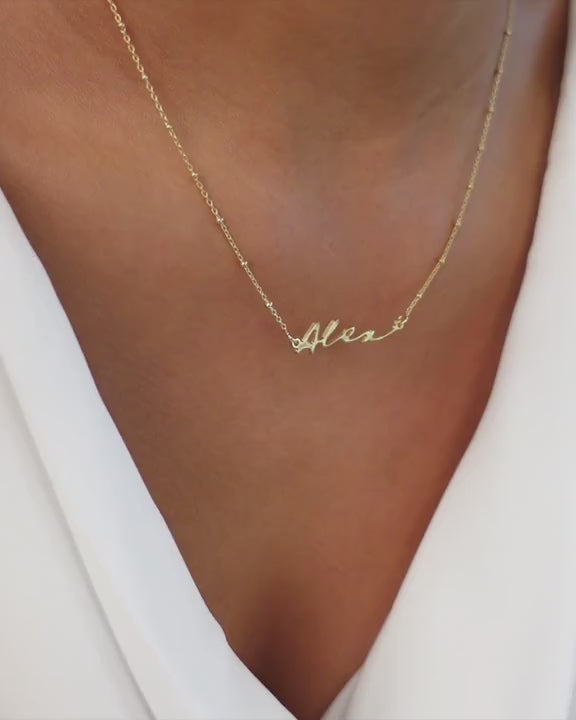 Thin gold deals name necklace