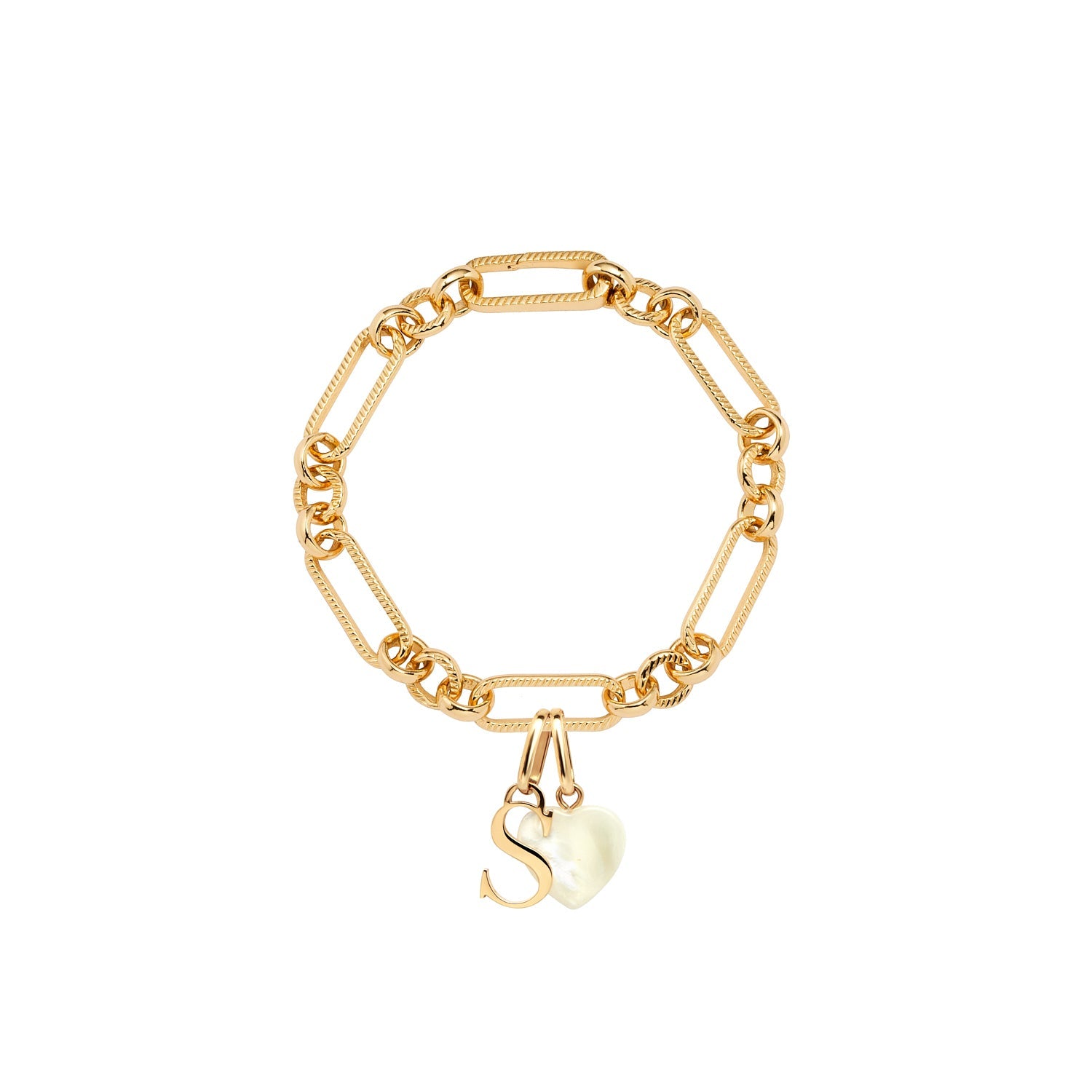 Letter & Birthstone Figaro Chain Bracelet (Gold) – Abbott Lyon