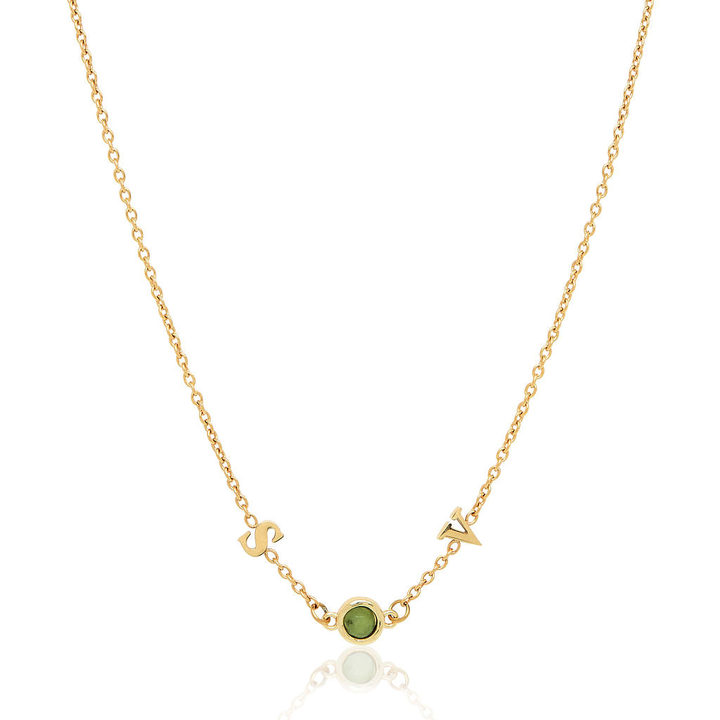 Initials & Birthstone Necklace (Gold) – Abbott Lyon