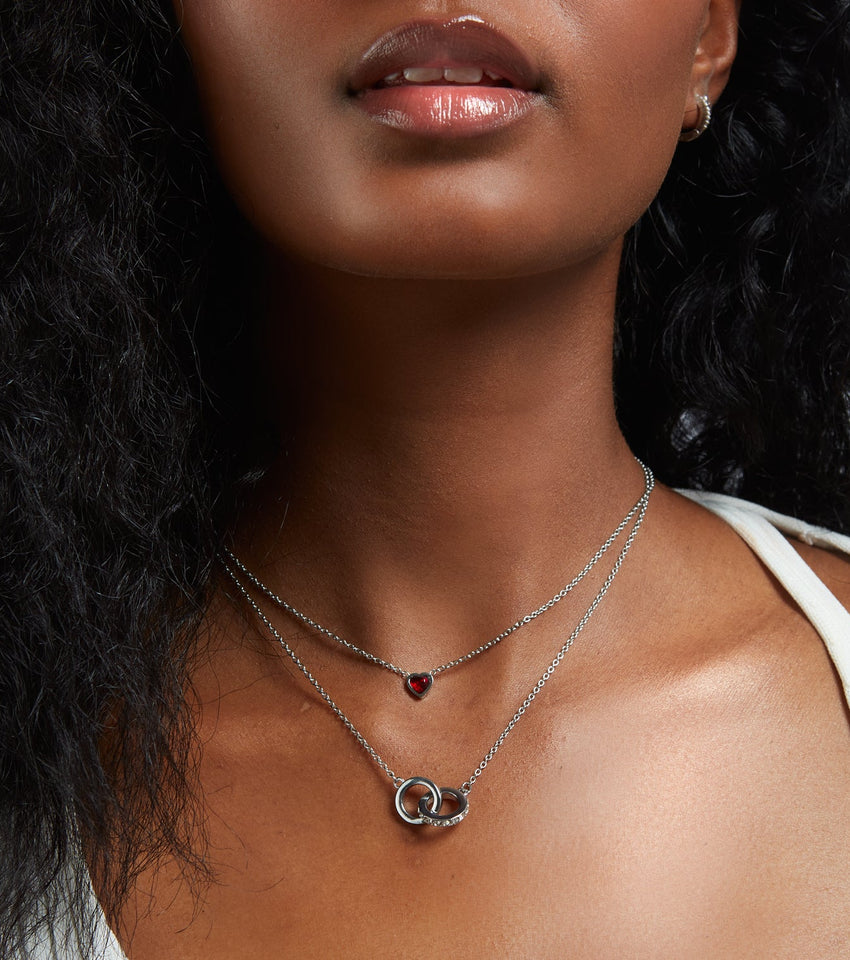 Interlinked Crystal Necklace (Silver)