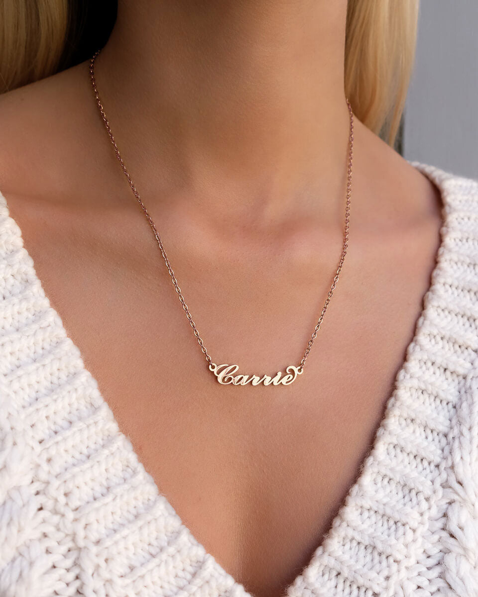 Necklace with name on sale on it rose gold