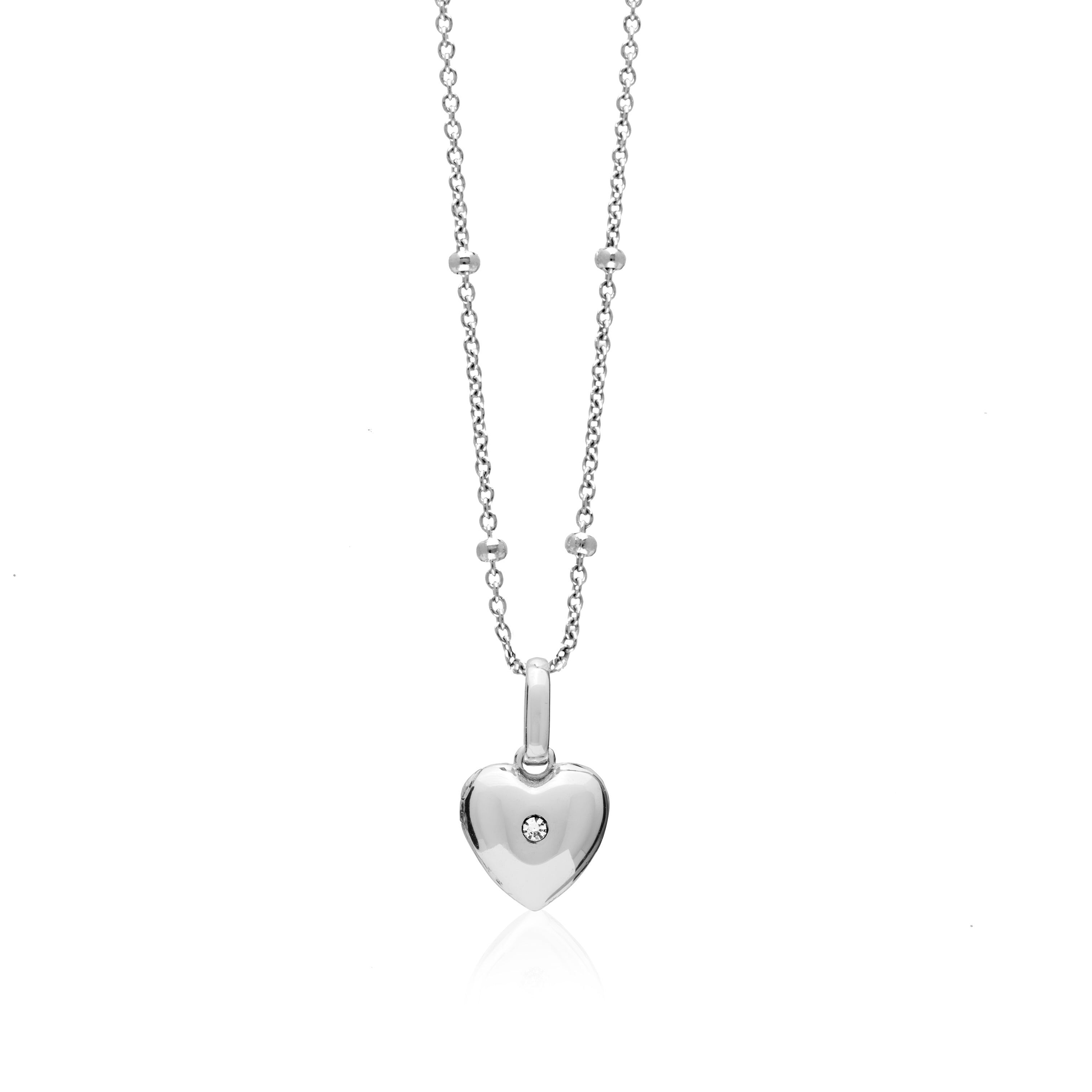 Heart Photo Locket Sphere Necklace (Silver) – Abbott Lyon