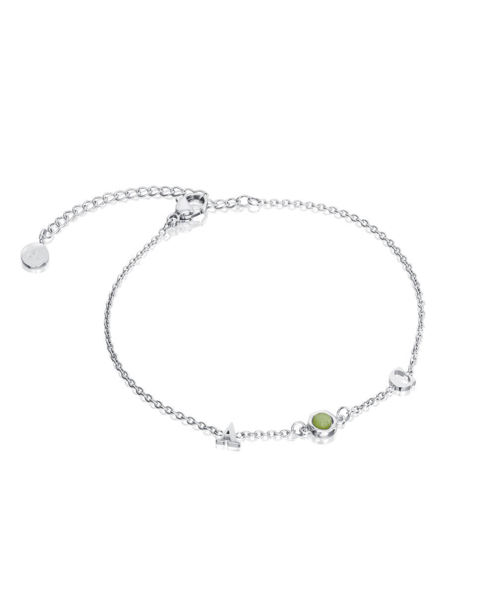 Initials & Birthstone Bracelet (Silver) – Abbott Lyon