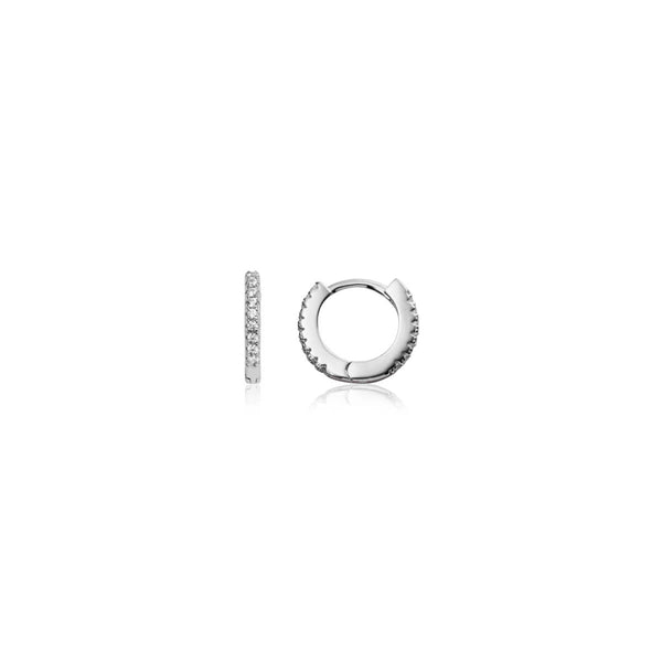 Buy Silver and Gold Stainless Steel White CZ Huggie Hoop Earrings Online -  Inox Jewelry India