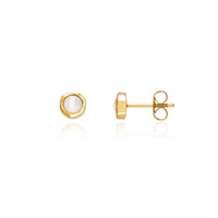 Mini White Quartz Stud Earrings (Gold)